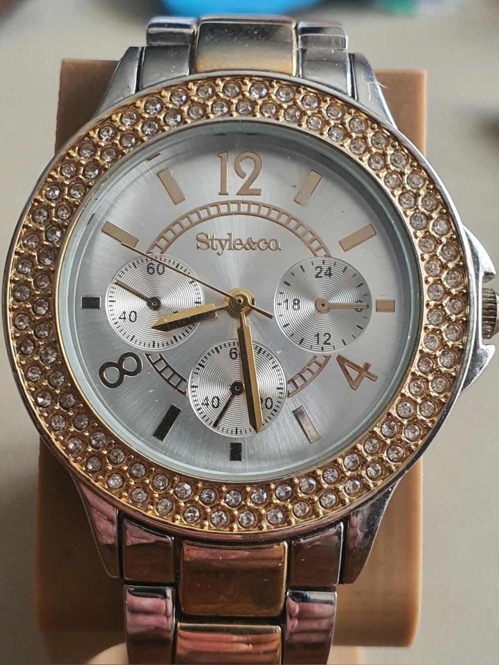 🦋10/$20🦋 Style&Co Silver/Goldtone Rhinestone Stainless Steel Women's Watch